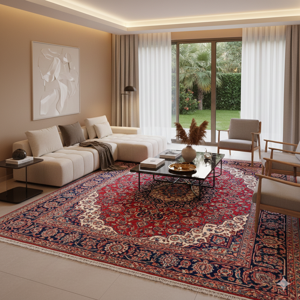 Large Iranian Carpet Dubai Villa Living Room
