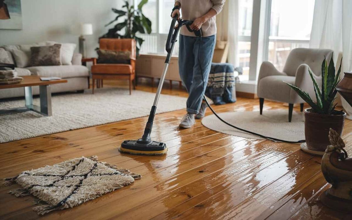Professional cleaning different types of flooring